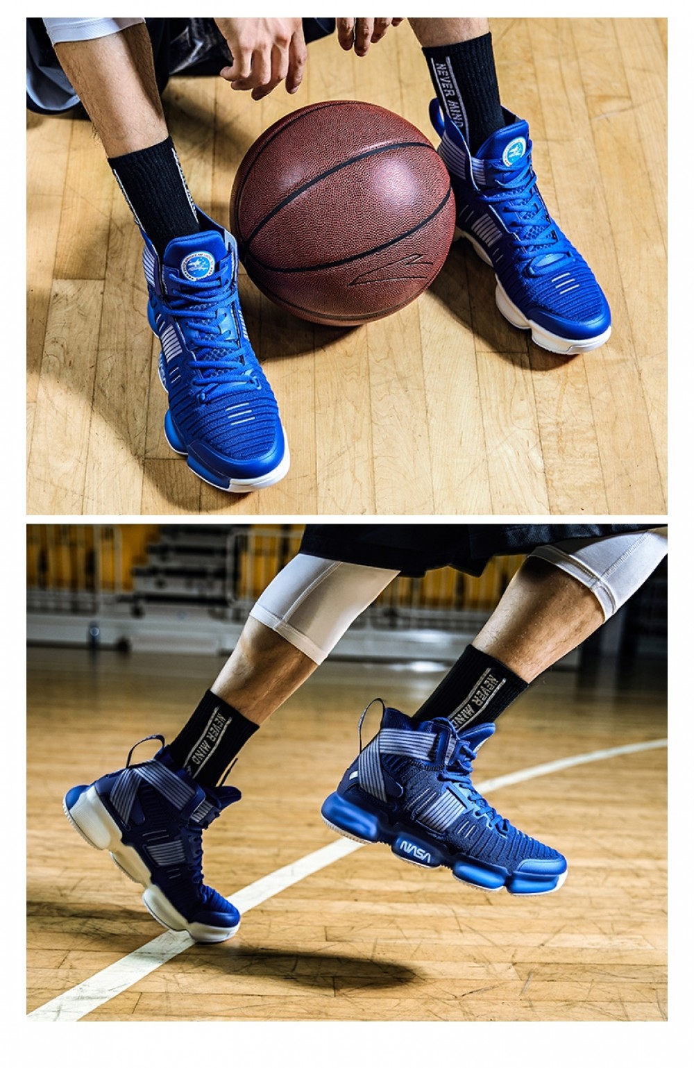 China&Sport Anta X NASA Seeed Series Men's Professional High Top Basketball Sneakers - Blue 5 China&Sport Anta X NASA Seeed Series Men's Professional High Top Basketball Sneakers - Blue - Image 5
