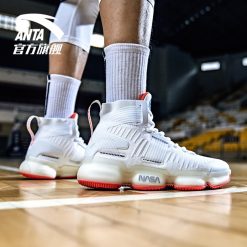China&Sport Anta X NASA Seeed Series Men's Professional High Top Basketball Shoes - White/Red