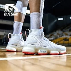 China&Sport Anta X NASA Seeed Series Men's Professional High Top Basketball Shoes - White/Red