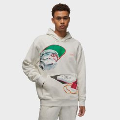 Apparel Jordan Flight Artist Series Fleece Hoodie (Oatmeal/Heather/Sail/University Red) - S