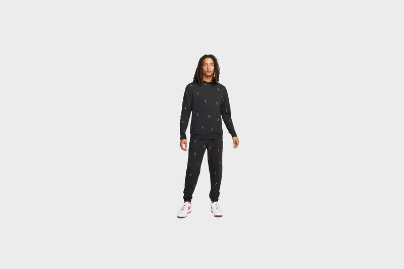 Jordan Jumpman Print Pullover Hoodie (Black/Red) - S Apparel Jordan Jumpman Print Pullover Hoodie (Black/Red) - S -shooos shop JordanJumpmanPrintPulloverHoodie Black Red DC9707