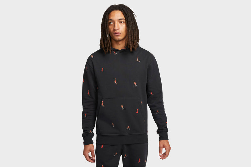 Jordan Jumpman Print Pullover Hoodie (Black/Red) - S Apparel Jordan Jumpman Print Pullover Hoodie (Black/Red) - S -shooos shop JordanJumpmanPrintPulloverHoodie Black Red DC9707