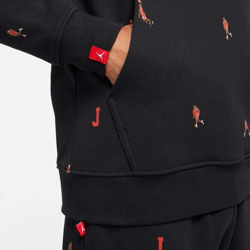 Jordan Jumpman Print Pullover Hoodie (Black/Red) - S Apparel Jordan Jumpman Print Pullover Hoodie (Black/Red) - S -shooos shop JordanJumpmanPrintPulloverHoodie Black Red DC9707