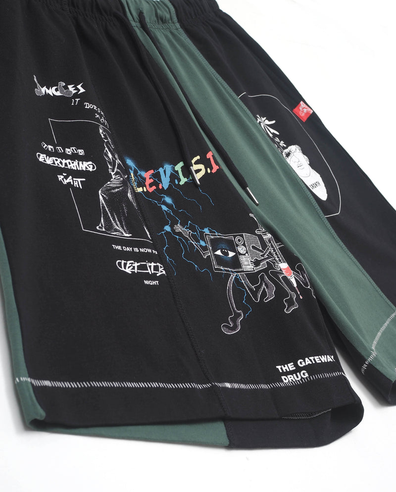 Jungles - Television Split Short (Black/Green) - M Apparel Jungles - Television Split Short (Black/Green) - M -shooos shop Jungles