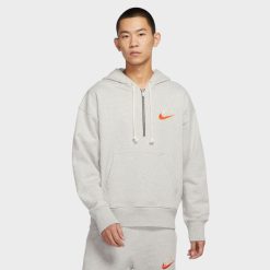 Apparel Nike French Terry 1/2 Zip Pullover Hoodie (Grey/Heather) - S
