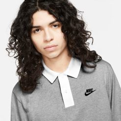 Apparel Nike Sportswear Rugby Polo (Grey Heather/White/White/Black) - M -shooos shop NikeSportswearRugbyPolo GreyHeatherWhiteWhiteBlack DD6179 050 2 800x