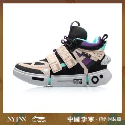 China&Sport China Li-Ning 2019 New York Fashion Week Essence ACE+ Men's High Tops Casual Shoes - Black/Purple [AGWP027-13]
